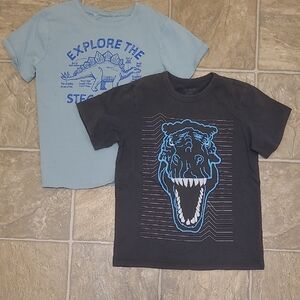 2 Dinosaur Shirts - Light Blue and Dark Gray